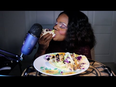 HOMEMADE FISH TACOS WITH SPICY MAYO ASMR EATING SOUNDS