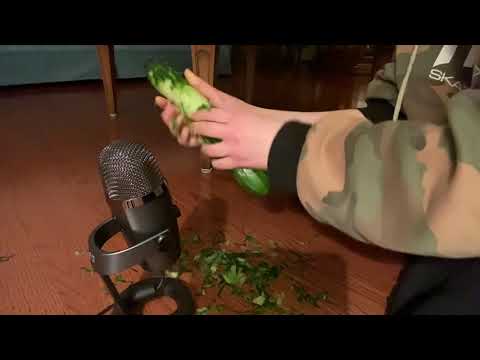 ASMR peeling a cucumber w my nails