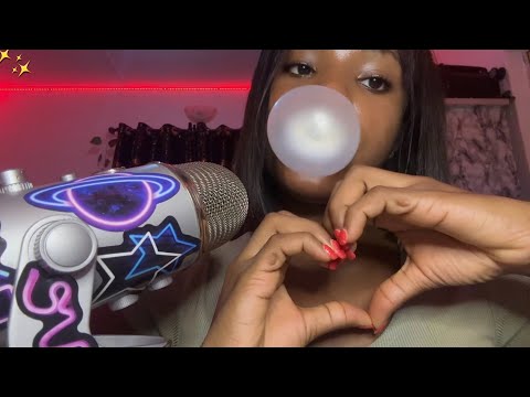 ASMR Gum Chewing and Bubble Gum Blowing ✨