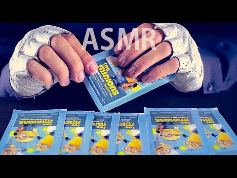 [ASMR] Unwrapping Minion Cards - INAUDIBLE ENGLISH Whispering