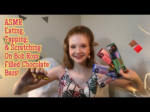ASMR~ Eating The Bob Ross ( paint your tongue ) Chocolate Bars!