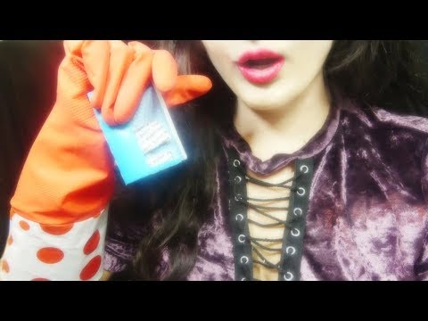 ASMR Hand Movements, Gloves, Gum Chewing, Kissing