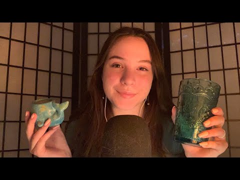 ASMR Turquoise Glass Tapping (Soft Spoken)