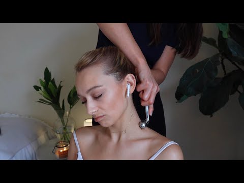 ASMR massage on Johanna | whisper, deep pressure, hair pulling