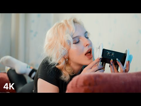 ASMR Gently Girlfriend Licks Your Ears 💚 Intense Mouth Sounds for sleep with Elsa (3Dio, 4K)