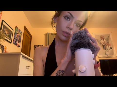 Asmr mic and mouth sounds , mic blowing + rubbing , soft kisses ~ tongue clicking ~