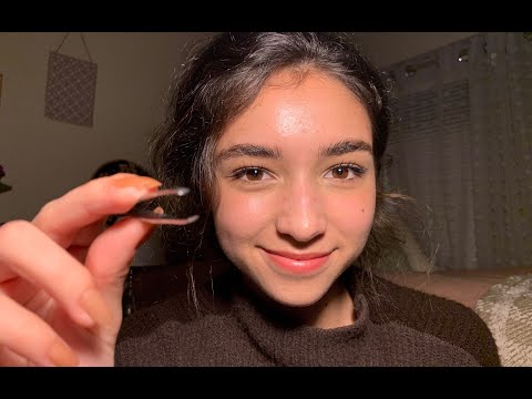 Caring Friend Does Your Eyebrows || Close Whispered ASMR (Tweezing/Plucking, Trimming, and Styling)