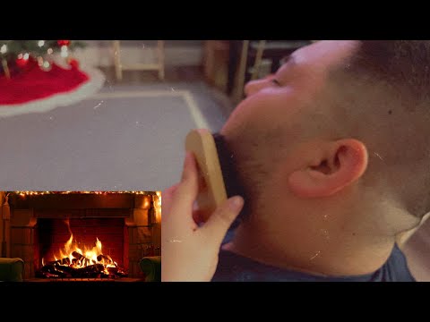 ASMR| Head massage 💆🏻‍♂️ & beard scratching- fireplace sounds