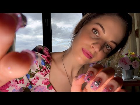 ASMR Camera Tapping & Scratching with Rhinestone Glittery Pink Nails💎✨🎀