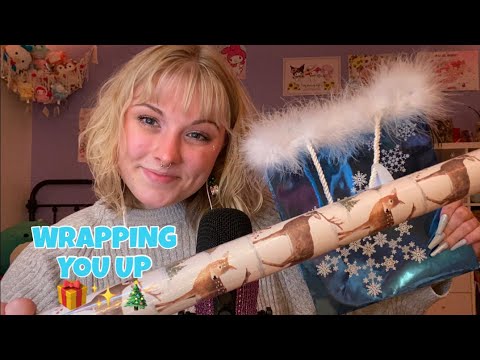 ASMR Wrapping You Up like a Present 🎁🥰 Wrapping Paper, Scissors, Roleplay ✨🎄