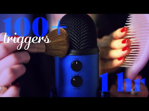 ASMR ~ 100+ triggers for 1 hour ~ Tapping, Brushing, Crinkling, Layered (no talking)