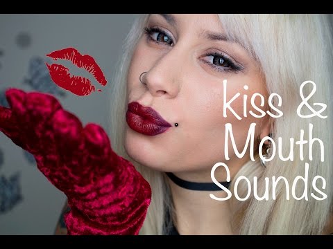 ASMR Kiss Sounds & Mouth Sounds - Hand Movements with Red Velvet Gloves
