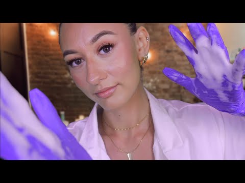 ASMR Medical Face Exam & Facial Treatment ~ layered sounds, soft spoken roleplay for sleep