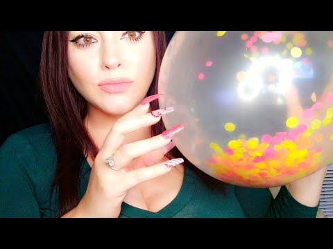 ASMR | BLOWING UP CONFETTI BALLOONS ( TAPPING , DEFLATING, SCRATCHING AND POPPING )