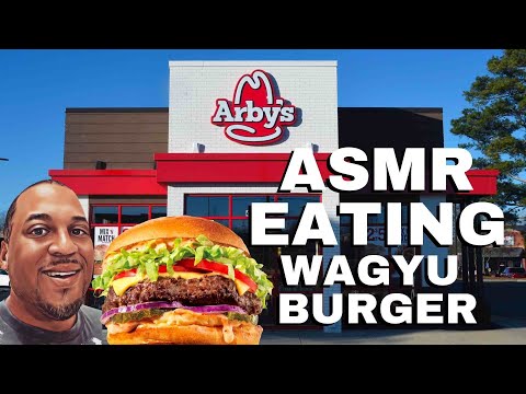 ASMR Eating Arby's Wagyu Beef Steakhouse Burger NEW ASMR + Delicious Food Review ?