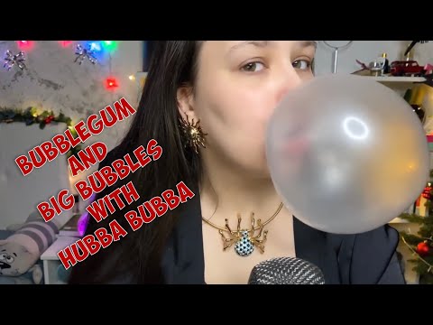 ASMR bubblegum chewing and big bubbles with Hubba Bubba