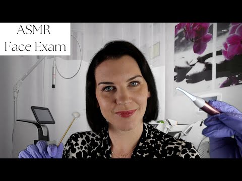 ASMR Relaxing Face Exam (feeling your face, light inspection, soft touches)