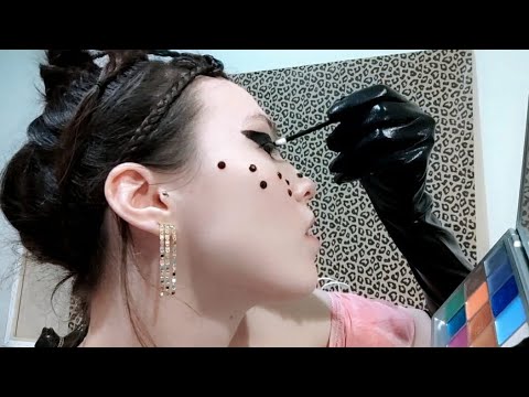 ASMR creating make-up look with ANA LUISA jewelry in leather gloves