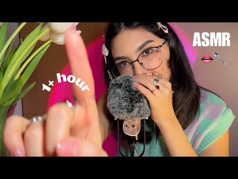 ASMR 👄 1+ hour of mouth sounds (inaudible whispering, bug searching, spit painting, woooden spoon)