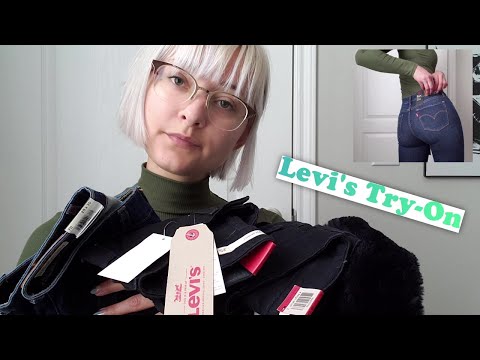 ASMR | Levi's TRY-ON w/ Whispered Rambling, Tag Tapping, & Fabric Scratching