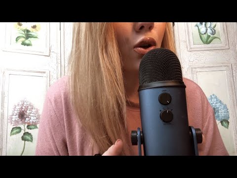 ASMR mic brushing and mouth sounds(personal attention) (little talking)