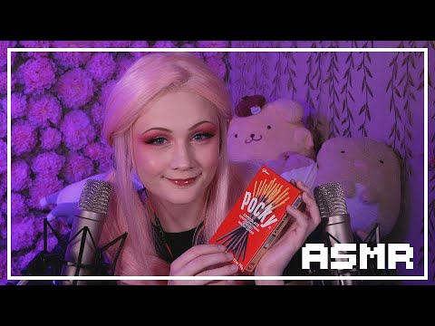 ASMR Pocky Eating and Mouth Sounds w/ Soft whispering (Japanese Trigger Words)