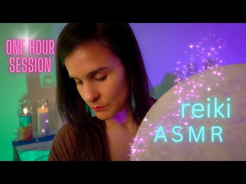 ASMR Reiki FULL Session✨1 HOUR Healing tones w/ CRYSTALS Hand Movements Personal Attention DRUMS💜