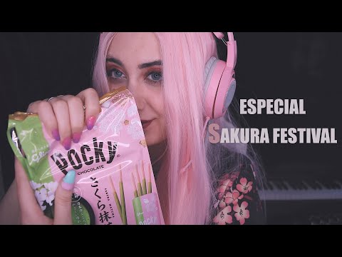 FESTIVAL SAKURA MUKBANG- ASMR Especial Pink Snack merendando contigo - Español