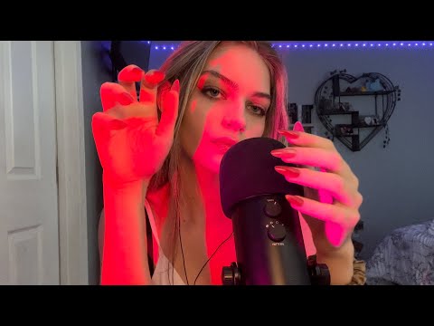 ASMR | Pink Triggers💖 tapping, mouth sounds, whispered rambles, invisible triggers, scratching