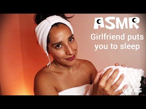 ASMR Girlfriend puts You to Sleep | No Talking | Towel and Microphone Brushing