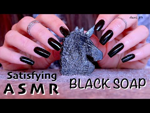 🖤ASMR▶FAST & SOFT SCRATCHING + TAPPING, DIGGING, SCRAPING..BLACK SOAP 🖤Scratch sideBYside~close up