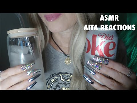 ASMR Gum Chewing AITA Reactions | Drinking Coca Cola, Whispered Long Nail Tapping