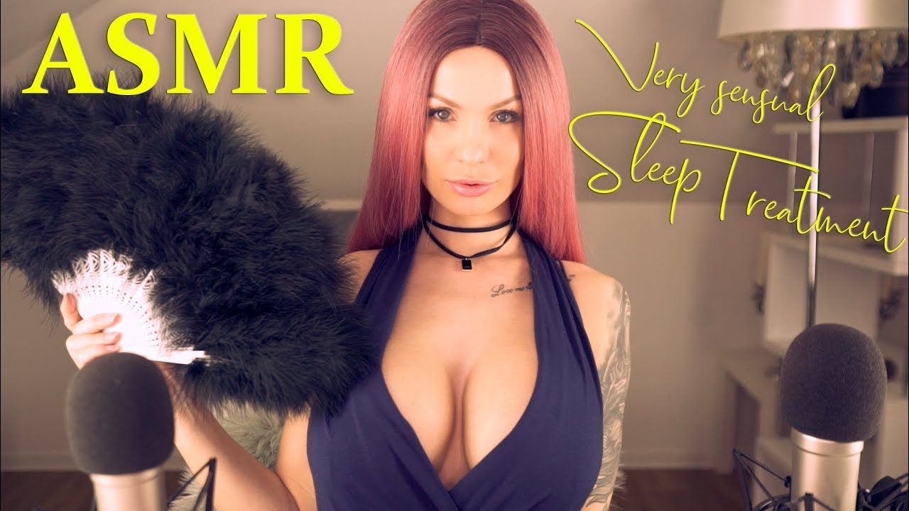ASMR Very sensual Sleep Treatment   Feather Whispering Hand Movements and Hair brushing Sounds for T