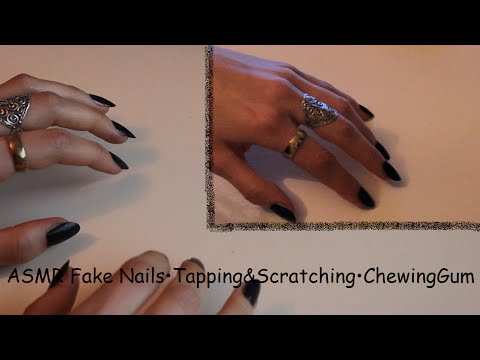 ♥ASMR♥ Fake Nails • Tapping & Scratching • Chewing Gum