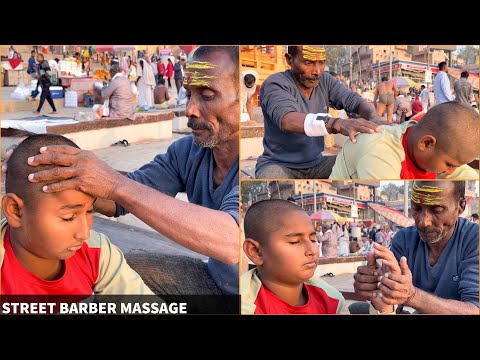 Street Barber Head Massage at Holy City VARANASI