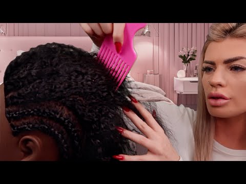 ASMR removing your itchy braids, combing your hair & scalp scratching  💜 (hair play roleplay)