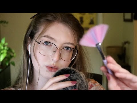 ASMR Gently Brushing Your Face + Fluffy Mic Sounds + Mouth Sounds 1HR (No Talking)