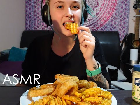 ASMR Onion Rings And Waffle Fries | Crunchy Eating Sounds