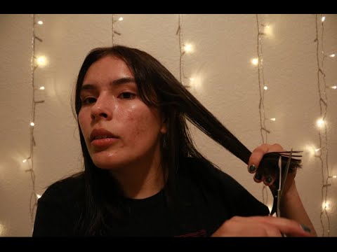 asmr trimming my hair *scissors, brushing, combing*