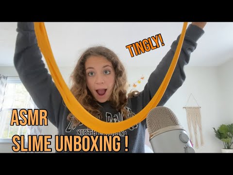 ASMR Tingly Slime unboxing! Slime noises, crunching, tapping, etc!