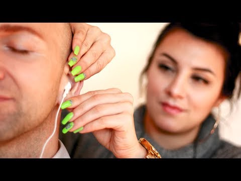 ASMR Ear Massage and Tapping | Woman Gives Massage to a Man | Real Person