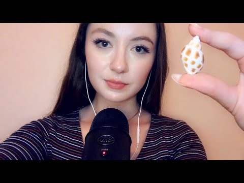 ASMR slightly inaudible whispers and mouth sounds (tapping on seashells)