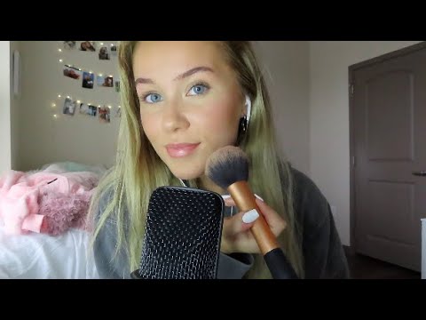 ASMR doing my makeup (whispering, tapping, and more)