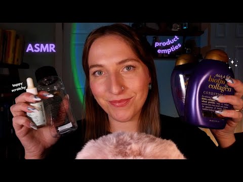 ASMR Product Empties Haul 🧴 Tapping & Scratching w/ Long Nails 💅