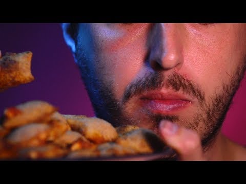 SLOW MOTION ASMR Eating Pepperoni Pizza Rolls for 20 minutes 먹방