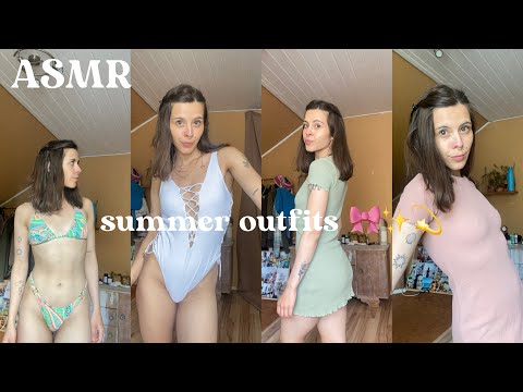 ASMR Summer Outfit Ideas 🌞🎀✨ ( bikini & dresses try- on haul )