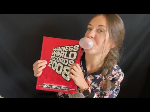 ASMR blowing bubble gum | flipping pages | whispering