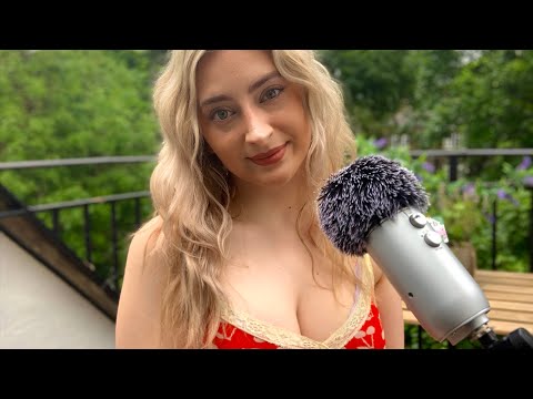 ASMR from my Balcony 🌿 | (soft spoken, fluffy mic, mouth sounds, hand movements, humming)