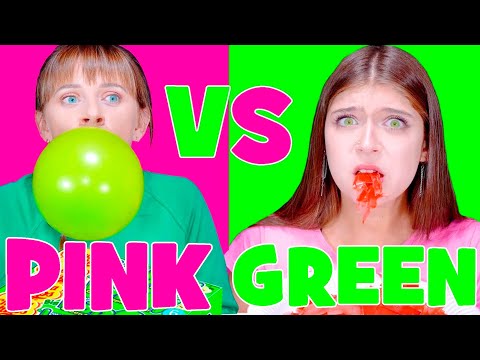 ASMR Pink Candy VS Green Candy Food Challenges