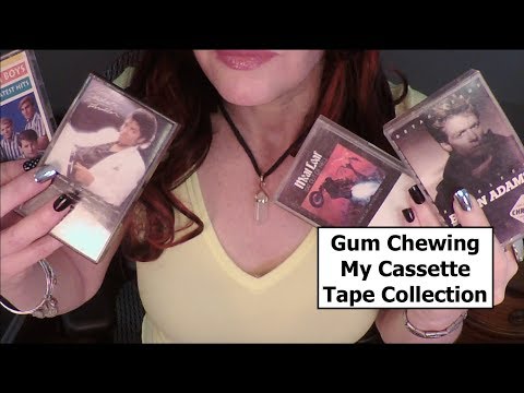 ASMR Gum Chewing / My Cassette Tape Music Collection. Whispered